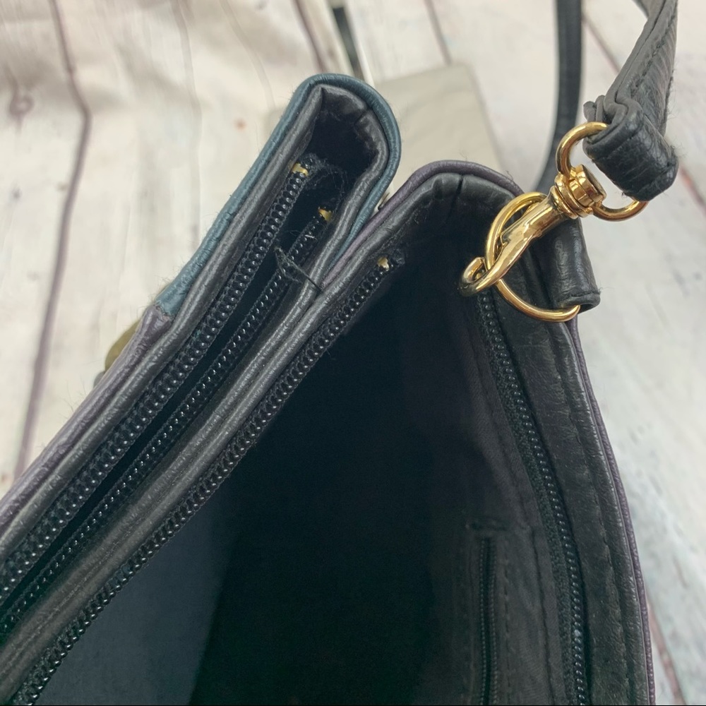 Vintage Leather Patchwork Design Crossbody Purse - image 4